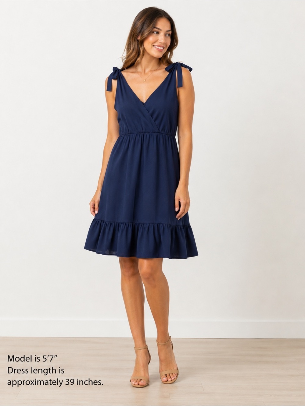SHEIN CURVE Navy Blue Tie Shoulder Ruffle Hem Dress Plus Size 3XL Summer Vaction